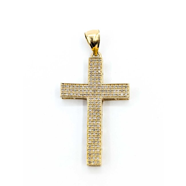 Pendant Pave Cross .24ctw Round Diamonds 14ky 1.8x0.9" 4g 125040035
