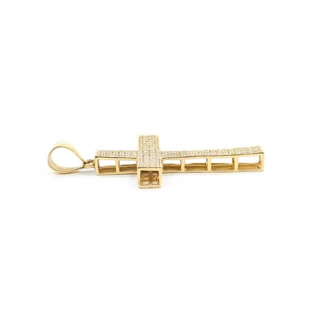 Pendant Pave Cross .24ctw Round Diamonds 14ky 1.8x0.9" 4g 125040035