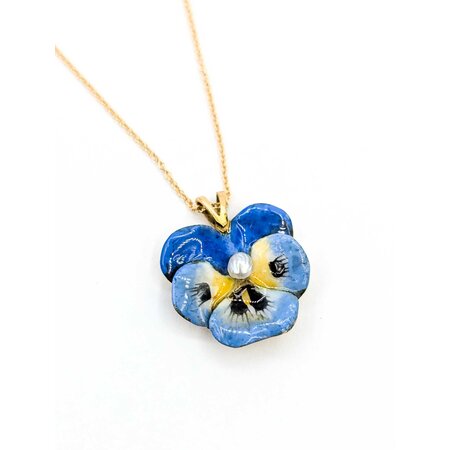 Pendant Pansy 2.7mm Pearl 14ky 18x15.5mm 4 125040050