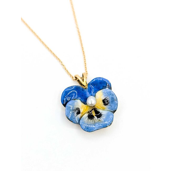 Pendant Pansy 2.7mm Pearl 14ky 18x15.5mm 4 125040050