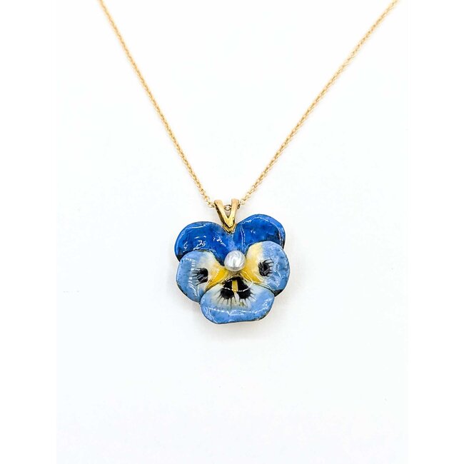 Pendant Pansy 2.7mm Pearl 14ky 18x15.5mm 4 125040050