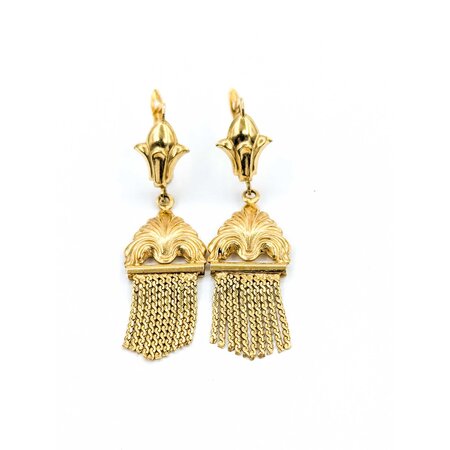 Earrings Fleur De Lis Dangle Tassel 18ky 1.75x.6" 6.3g 225040107
