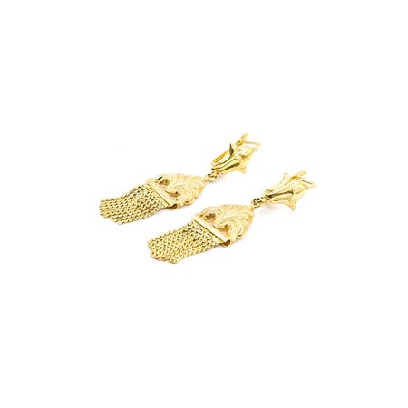 Earrings Fleur De Lis Dangle Tassel 18ky 1.75x.6" 6.3g 225040107