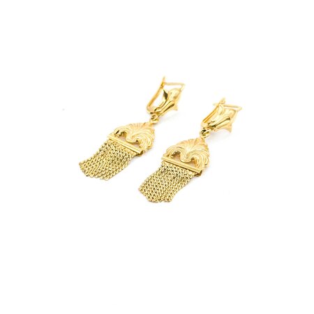 Earrings Fleur De Lis Dangle Tassel 18ky 1.75x.6" 6.3g 225040107