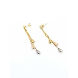  Earrings Brushed Beads 14ktri 53x4mm 1.98g 225040122