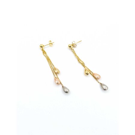 Earrings Brushed Beads 14ktri 53x4mm 1.98g 225040122