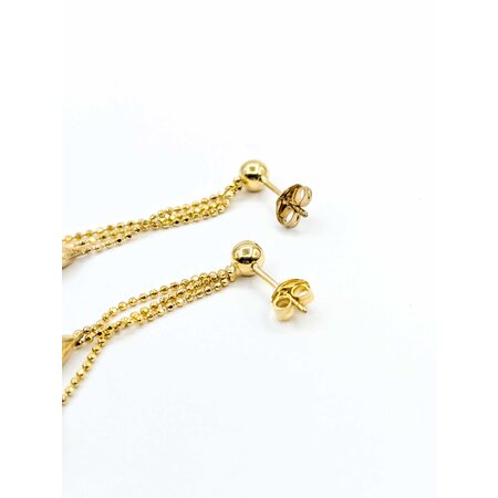 Earrings Brushed Beads 14ktri 53x4mm 1.98g 225040122