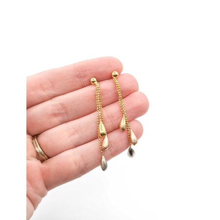 Earrings Brushed Beads 14ktri 53x4mm 1.98g 225040122