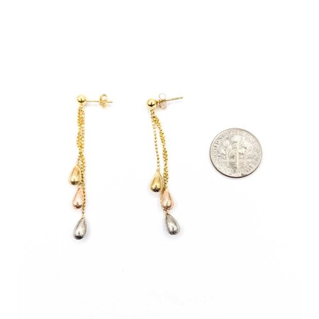 Earrings Brushed Beads 14ktri 53x4mm 1.98g 225040122