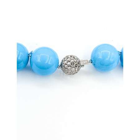 Necklace 1.50ctw Round Diamonds Strung Diamond Rondelles Turquoise Beads 18kw 17" 14mm 224032250