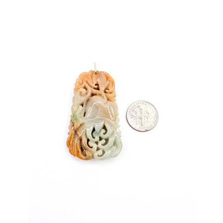 Pendant Carved Jade 14ky 55x29 18.36g 225040061