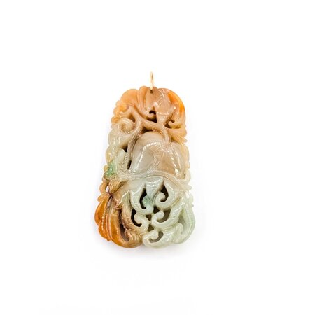 Pendant Carved Jade 14ky 55x29 18.36g 225040061