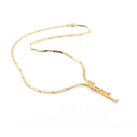 Necklace Vintage .08ctw Round Diamonds 14ky 17" 12.54g 225040125