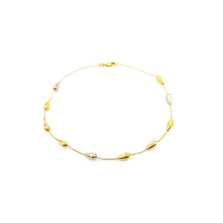 Anklet Brushed Beads 18ktri 4mm 11" 4.09g 225040114
