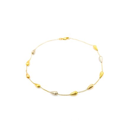 Anklet Brushed Beads 18ktri 4mm 11" 4.09g 225040114