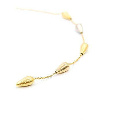 Anklet Brushed Beads 18ktri 4mm 11" 4.09g 225040114