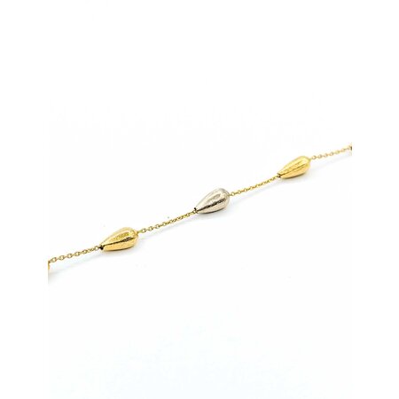 Anklet Brushed Beads 18ktri 4mm 11" 4.09g 225040114