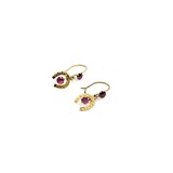  Earrings Horseshoe Drop .36ctw Ruby 14ky .75x.25" .9g 225040099