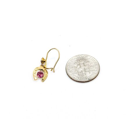 Earrings Horseshoe Drop .36ctw Ruby 14ky .75x.25" .9g 225040099