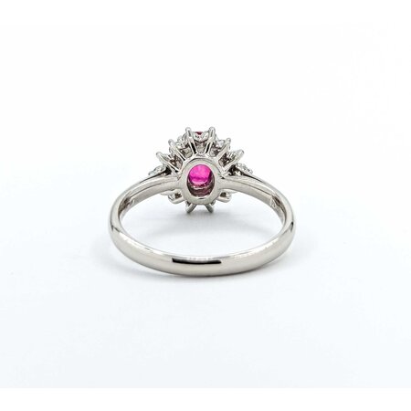 Ring Halo .31ctw Round Diamonds .72ct Ruby 900pt 10mm sz5.5 4.4g 125040062