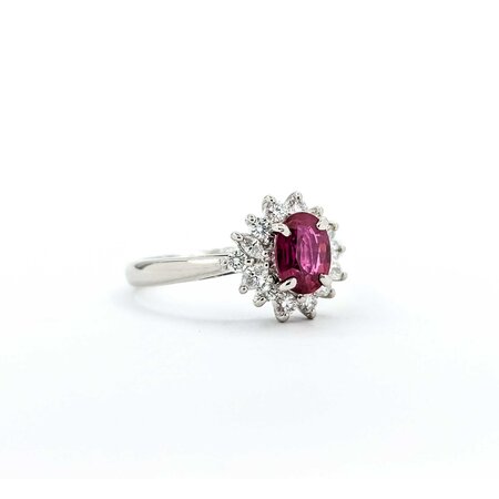 Ring Halo .31ctw Round Diamonds .72ct Ruby 900pt 10mm sz5.5 4.4g 125040062