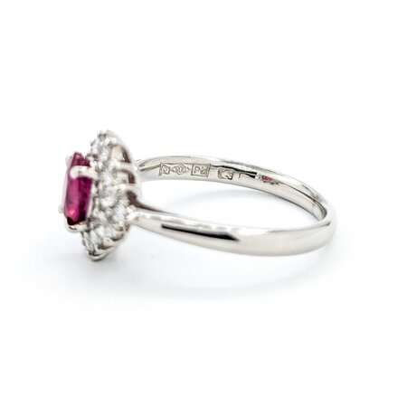 Ring Halo .31ctw Round Diamonds .72ct Ruby 900pt 10mm sz5.5 4.4g 125040062