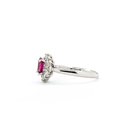 Ring Halo .31ctw Round Diamonds .72ct Ruby 900pt 10mm sz5.5 4.4g 125040062