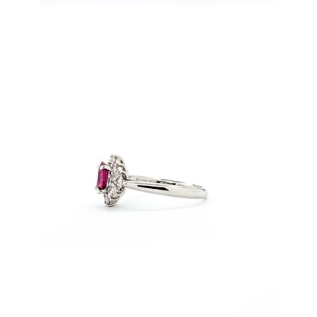 Ring Halo .31ctw Round Diamonds .72ct Ruby 900pt 10mm sz5.5 4.4g 125040062