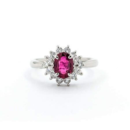 Ring Halo .31ctw Round Diamonds .72ct Ruby 900pt 10mm sz5.5 4.4g 125040062
