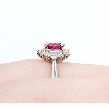 Ring Halo .31ctw Round Diamonds .72ct Ruby 900pt 10mm sz5.5 4.4g 125040062