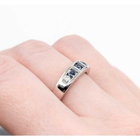 Ring Channel Set .27ctw Round & Baguette Diamonds .33ctw Color Changing Alexandrite 900pt 5mm Sz7.25 9g 125040059