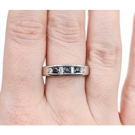 Ring Channel Set .27ctw Round & Baguette Diamonds .33ctw Color Changing Alexandrite 900pt 5mm Sz7.25 9g 125040059