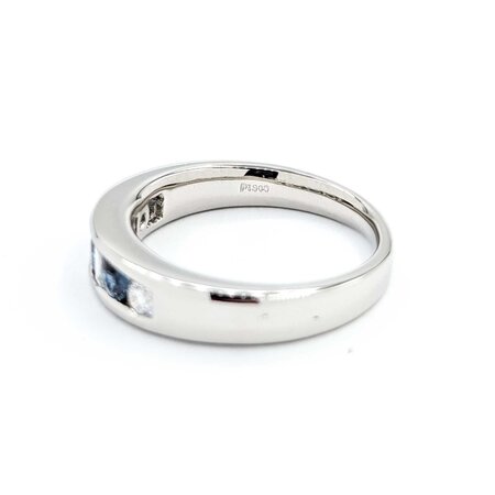 Ring Channel Set .27ctw Round & Baguette Diamonds .33ctw Color Changing Alexandrite 900pt 5mm Sz7.25 9g 125040059
