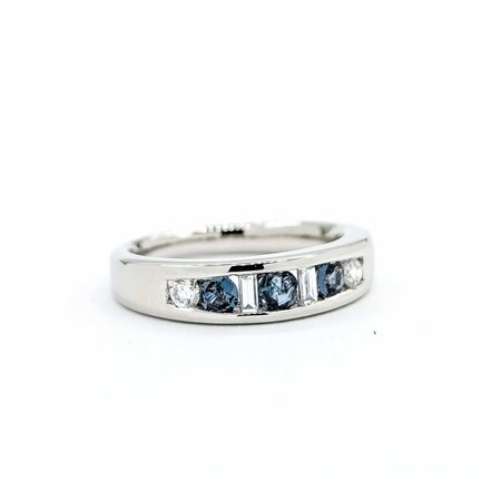 Ring Channel Set .27ctw Round & Baguette Diamonds .33ctw Color Changing Alexandrite 900pt 5mm Sz7.25 9g 125040059