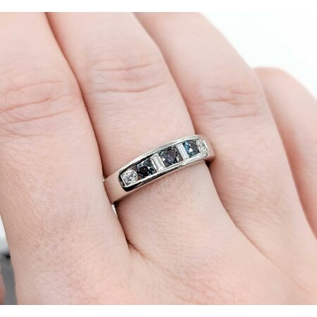Ring Channel Set .27ctw Round & Baguette Diamonds .33ctw Color Changing Alexandrite 900pt 5mm Sz7.25 9g 125040059