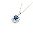 Pendant Halo .47ctw Round Diamonds .84ct Blue Sapphire 850pt 18x10mm 16" 3.5g 125040053
