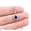 Pendant Halo .47ctw Round Diamonds .84ct Blue Sapphire 850pt 18x10mm 16" 3.5g 125040053