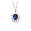 Pendant Halo .47ctw Round Diamonds .84ct Blue Sapphire 850pt 18x10mm 16" 3.5g 125040053