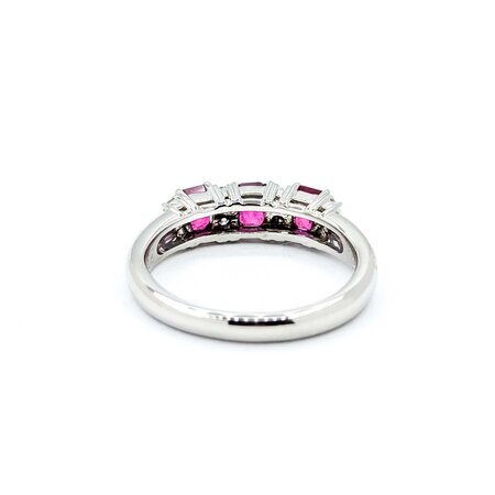 Ring 3-Stone .18ctw Round Diamonds 1.04ctw Ruby 900pt 4.6mm Sz7 5.4g 125040060