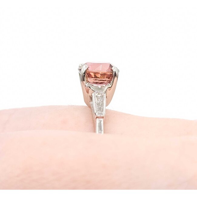 Ring .30ctw Baguette Diamond 2.91ct Tourmaline 900pt 7.75 5.03g 125010011