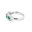 Ring 3-Stone Halo .22ctw Round Diamonds .47ctw Emerald 900pt 6.8mm Sz7 4.5g 125040058