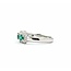 Ring 3-Stone Halo .22ctw Round Diamonds .47ctw Emerald 900pt 6.8mm Sz7 4.5g 125040058