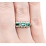 Ring 3-Stone Halo .22ctw Round Diamonds .47ctw Emerald 900pt 6.8mm Sz7 4.5g 125040058