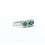 Ring 3-Stone Halo .22ctw Round Diamonds .47ctw Emerald 900pt 6.8mm Sz7 4.5g 125040058
