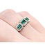 Ring 3-Stone Halo .22ctw Round Diamonds .47ctw Emerald 900pt 6.8mm Sz7 4.5g 125040058