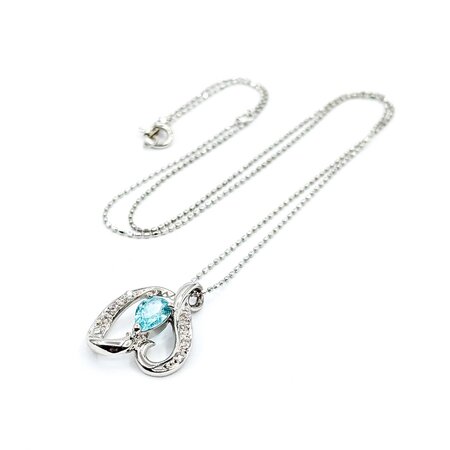 Pendant Heart .08ctw Round Diamonds .54ct Pariba Tourmaline 850pt .6x.6" 15.5" 4.4g 125040054