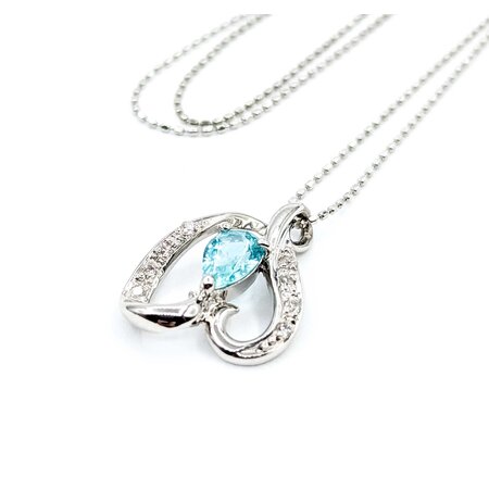 Pendant Heart .08ctw Round Diamonds .54ct Pariba Tourmaline 850pt .6x.6" 15.5" 4.4g 125040054
