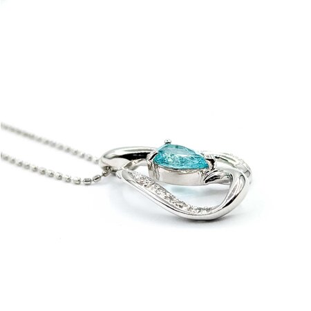 Pendant Heart .08ctw Round Diamonds .54ct Pariba Tourmaline 850pt .6x.6" 15.5" 4.4g 125040054