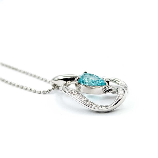 Pendant Heart .08ctw Round Diamonds .54ct Paraiba Tourmaline 850pt .6x.6" 15.5" 4.4g 125040054