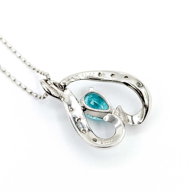 Pendant Heart .08ctw Round Diamonds .54ct Paraiba Tourmaline 850pt .6x.6" 15.5" 4.4g 125040054